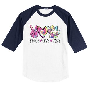 Dog Lover Peace Love Dogs Tie Dye Rescue Puppy Gifts Womens Baseball Sleeve Shirt