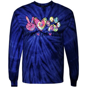 Dog Lover Peace Love Dogs Tie Dye Rescue Puppy Gifts Womens Tie-Dye Long Sleeve Shirt