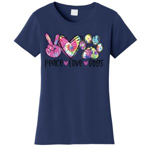 Dog Lover Peace Love Dogs Tie Dye Rescue Puppy Gifts Womens Women's T-Shirt