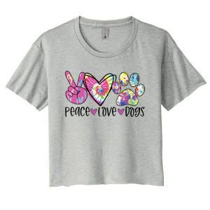 Dog Lover Peace Love Dogs Tie Dye Rescue Puppy Gifts Womens Women's Crop Top Tee