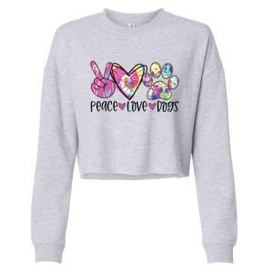 Dog Lover Peace Love Dogs Tie Dye Rescue Puppy Gifts Womens Cropped Pullover Crew