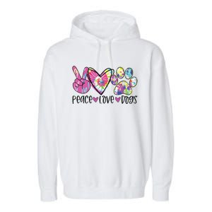 Dog Lover Peace Love Dogs Tie Dye Rescue Puppy Gifts Womens Garment-Dyed Fleece Hoodie