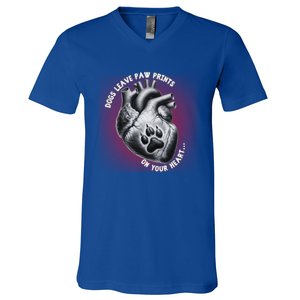 Dogs Leave Paw Prints On Our Hearts Dog Lover Meaningful Gift V-Neck T-Shirt