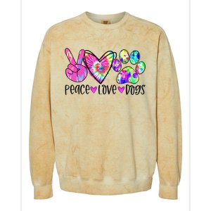 Dog Lover Peace Love Dogs Tie Dye Rescue Puppy Funny Gift Cool Gift Colorblast Crewneck Sweatshirt