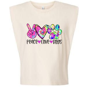 Dog Lover Peace Love Dogs Tie Dye Rescue Puppy Funny Gift Cool Gift Garment-Dyed Women's Muscle Tee