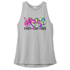 Dog Lover Peace Love Dogs Tie Dye Rescue Puppy Funny Gift Cool Gift Ladies PosiCharge Tri-Blend Wicking Tank