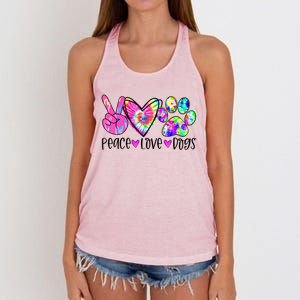 Dog Lover Peace Love Dogs Tie Dye Rescue Puppy Funny Gift Cool Gift Women's Knotted Racerback Tank