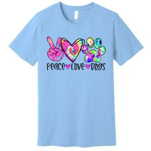 Dog Lover Peace Love Dogs Tie Dye Rescue Puppy Funny Gift Cool Gift Premium T-Shirt