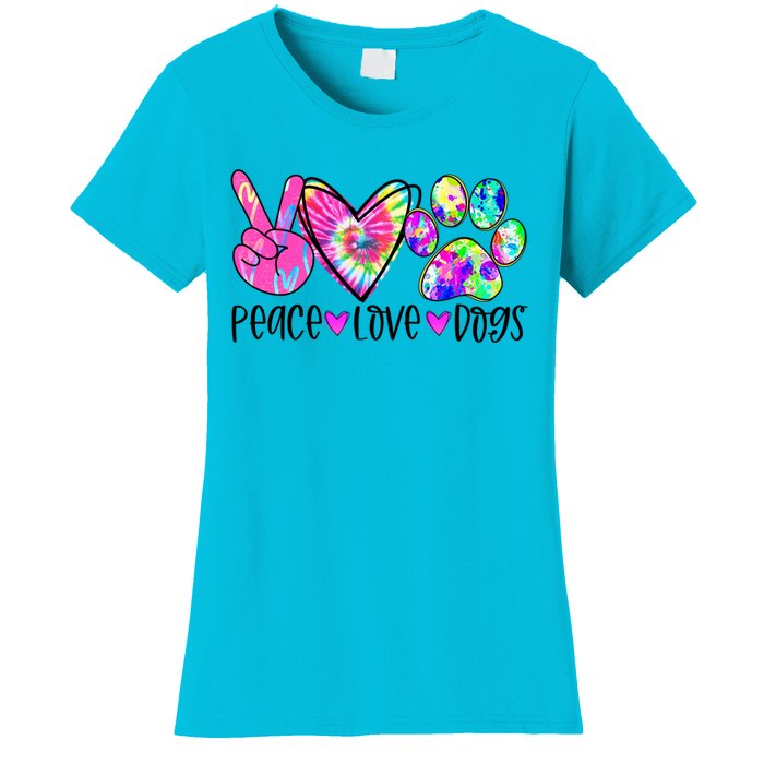 Dog Lover Peace Love Dogs Tie Dye Rescue Puppy Funny Gift Cool Gift Women's T-Shirt