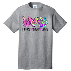 Dog Lover Peace Love Dogs Tie Dye Rescue Puppy Funny Gift Cool Gift Tall T-Shirt