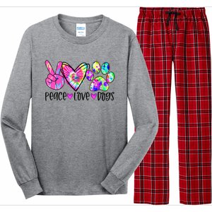 Dog Lover Peace Love Dogs Tie Dye Rescue Puppy Funny Gift Cool Gift Long Sleeve Pajama Set