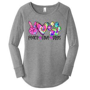 Dog Lover Peace Love Dogs Tie Dye Rescue Puppy Funny Gift Cool Gift Women's Perfect Tri Tunic Long Sleeve Shirt