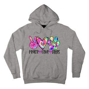 Dog Lover Peace Love Dogs Tie Dye Rescue Puppy Funny Gift Cool Gift Tall Hoodie