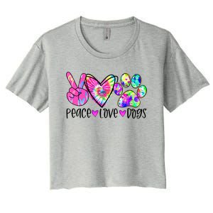 Dog Lover Peace Love Dogs Tie Dye Rescue Puppy Funny Gift Cool Gift Women's Crop Top Tee