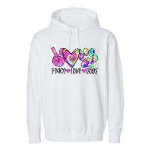 Dog Lover Peace Love Dogs Tie Dye Rescue Puppy Funny Gift Cool Gift Garment-Dyed Fleece Hoodie