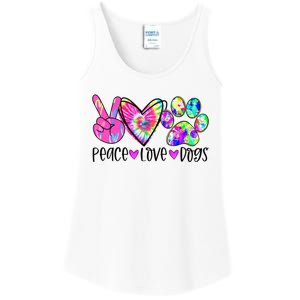 Dog Lover Peace Love Dogs Tie Dye Rescue Puppy Funny Gift Cool Gift Ladies Essential Tank