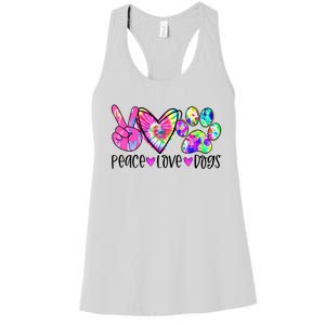 Dog Lover Peace Love Dogs Tie Dye Rescue Puppy Funny Gift Cool Gift Women's Racerback Tank