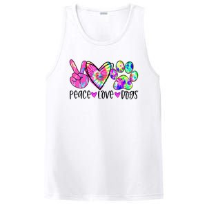 Dog Lover Peace Love Dogs Tie Dye Rescue Puppy Funny Gift Cool Gift PosiCharge Competitor Tank