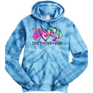 Dog Lover Peace Love Dogs Tie Dye Rescue Puppy Gifts Tie Dye Hoodie