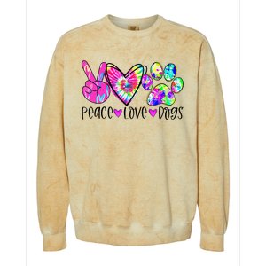 Dog Lover Peace Love Dogs Tie Dye Rescue Puppy Gifts Colorblast Crewneck Sweatshirt