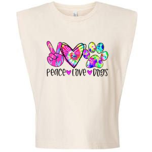 Dog Lover Peace Love Dogs Tie Dye Rescue Puppy Gifts Garment-Dyed Women's Muscle Tee