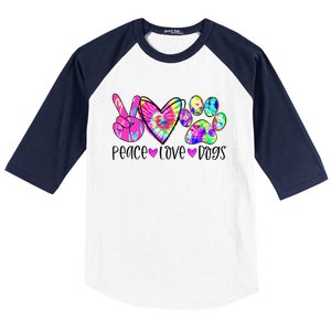 Dog Lover Peace Love Dogs Tie Dye Rescue Puppy Gifts Baseball Sleeve Shirt