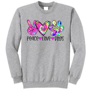 Dog Lover Peace Love Dogs Tie Dye Rescue Puppy Gifts Tall Sweatshirt