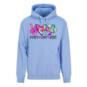 Dog Lover Peace Love Dogs Tie Dye Rescue Puppy Gifts Unisex Surf Hoodie