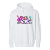 Dog Lover Peace Love Dogs Tie Dye Rescue Puppy Gifts Garment-Dyed Fleece Hoodie