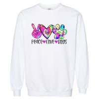 Dog Lover Peace Love Dogs Tie Dye Rescue Puppy Gifts Garment-Dyed Sweatshirt