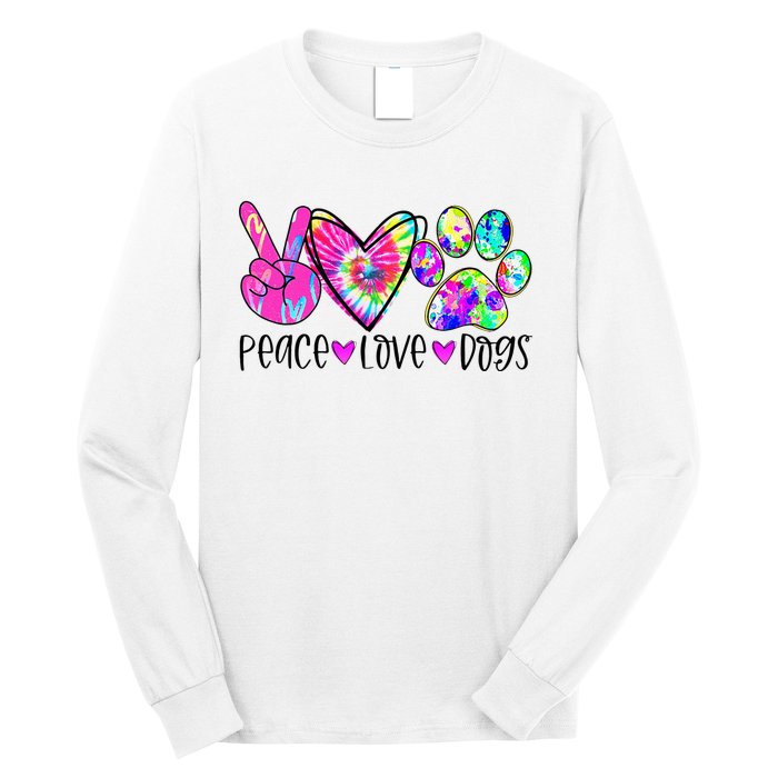 Dog Lover Peace Love Dogs Tie Dye Rescue Puppy Gifts Long Sleeve Shirt