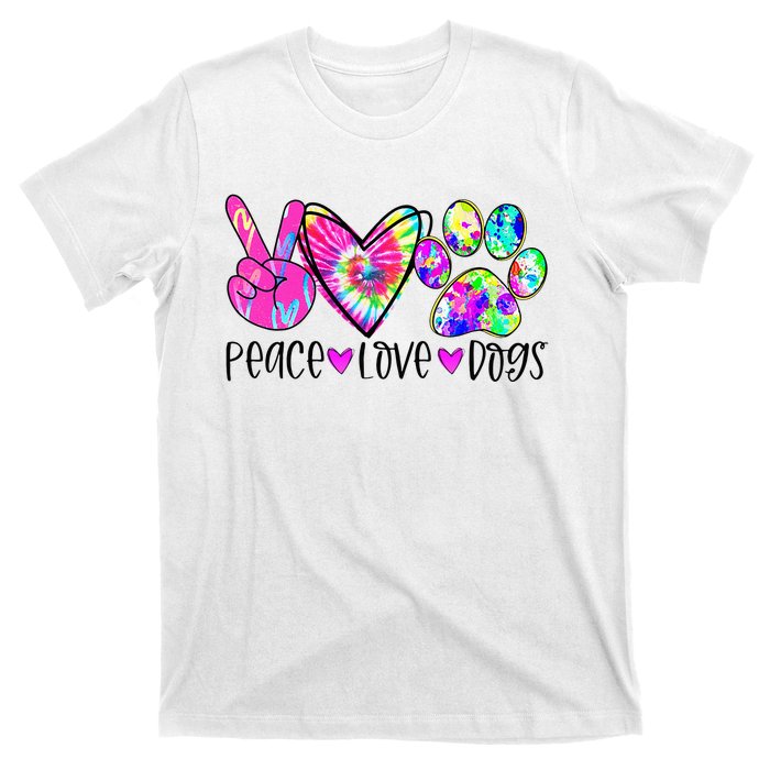 Dog Lover Peace Love Dogs Tie Dye Rescue Puppy Gifts T-Shirt