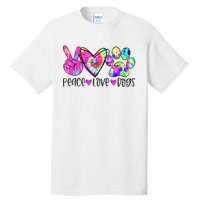 Dog Lover Peace Love Dogs Tie Dye Rescue Puppy Gifts Tall T-Shirt