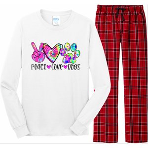 Dog Lover Peace Love Dogs Tie Dye Rescue Puppy Gifts Long Sleeve Pajama Set