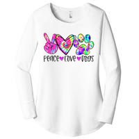 Dog Lover Peace Love Dogs Tie Dye Rescue Puppy Gifts Women's Perfect Tri Tunic Long Sleeve Shirt