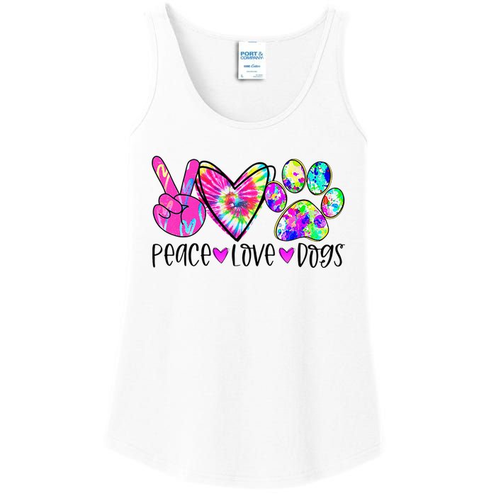 Dog Lover Peace Love Dogs Tie Dye Rescue Puppy Gifts Ladies Essential Tank