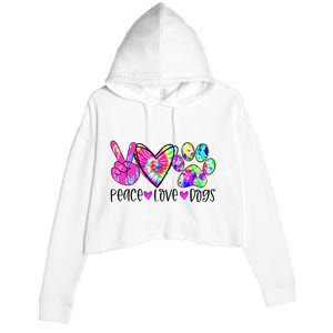 Dog Lover Peace Love Dogs Tie Dye Rescue Puppy Gifts Crop Fleece Hoodie