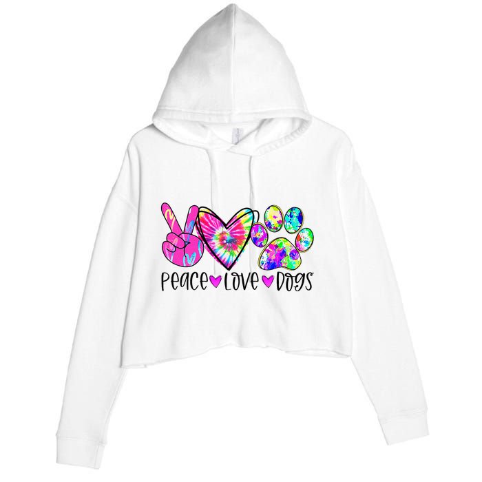 Dog Lover Peace Love Dogs Tie Dye Rescue Puppy Gifts Crop Fleece Hoodie