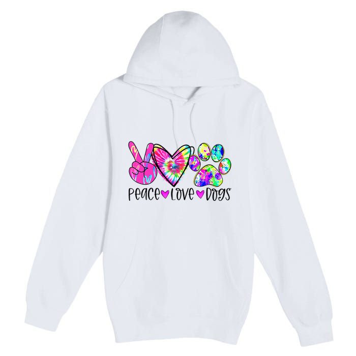 Dog Lover Peace Love Dogs Tie Dye Rescue Puppy Gifts Premium Pullover Hoodie