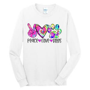 Dog Lover Peace Love Dogs Tie Dye Rescue Puppy Gifts Tall Long Sleeve T-Shirt