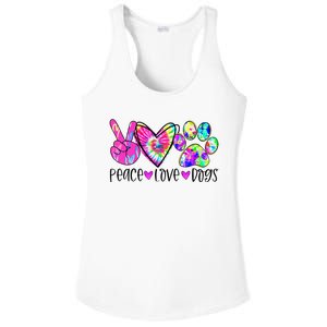 Dog Lover Peace Love Dogs Tie Dye Rescue Puppy Gifts Ladies PosiCharge Competitor Racerback Tank