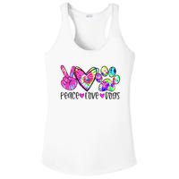 Dog Lover Peace Love Dogs Tie Dye Rescue Puppy Gifts Ladies PosiCharge Competitor Racerback Tank