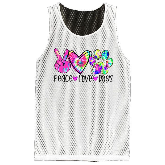 Dog Lover Peace Love Dogs Tie Dye Rescue Puppy Gifts Mesh Reversible Basketball Jersey Tank