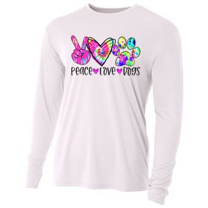 Dog Lover Peace Love Dogs Tie Dye Rescue Puppy Gifts Cooling Performance Long Sleeve Crew