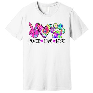 Dog Lover Peace Love Dogs Tie Dye Rescue Puppy Gifts Premium T-Shirt