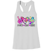 Dog Lover Peace Love Dogs Tie Dye Rescue Puppy Gifts Women's Racerback Tank