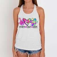 Dog Lover Peace Love Dogs Tie Dye Rescue Puppy Gifts Women's Knotted Racerback Tank