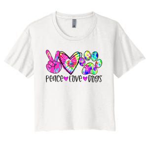 Dog Lover Peace Love Dogs Tie Dye Rescue Puppy Gifts Women's Crop Top Tee