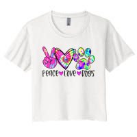 Dog Lover Peace Love Dogs Tie Dye Rescue Puppy Gifts Women's Crop Top Tee