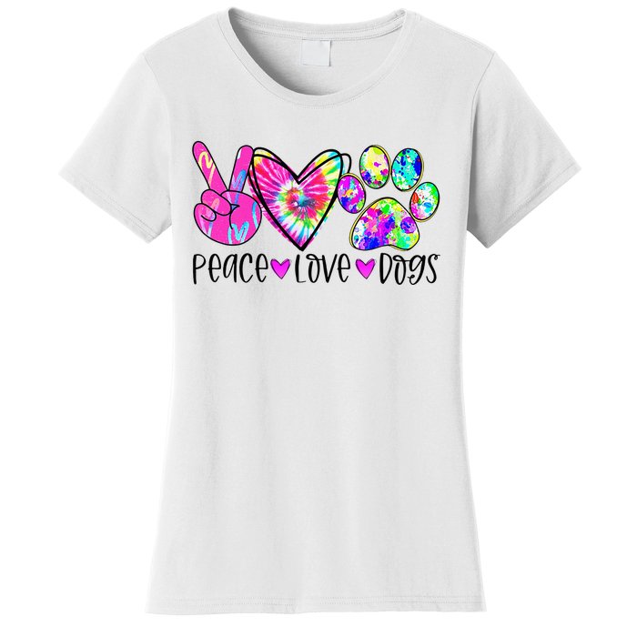 Dog Lover Peace Love Dogs Tie Dye Rescue Puppy Gifts Women's T-Shirt